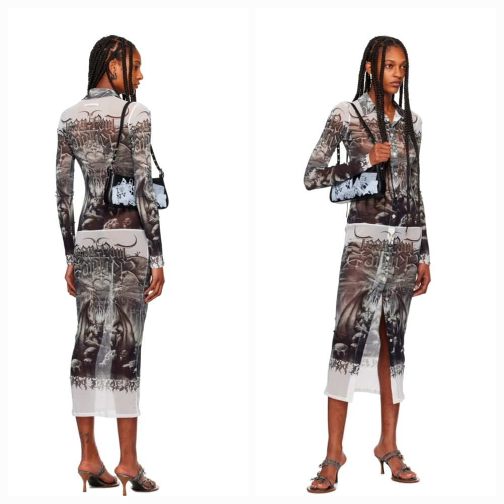 JEAN PAUL GAULTIEP Black & White 'The Diablo' Midi Shirt Dress Size XXS NWT - Picture 6 of 12